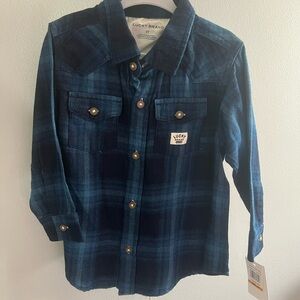 NWT Lucky Brand Kids Navy Checkered Button-Down Shirt